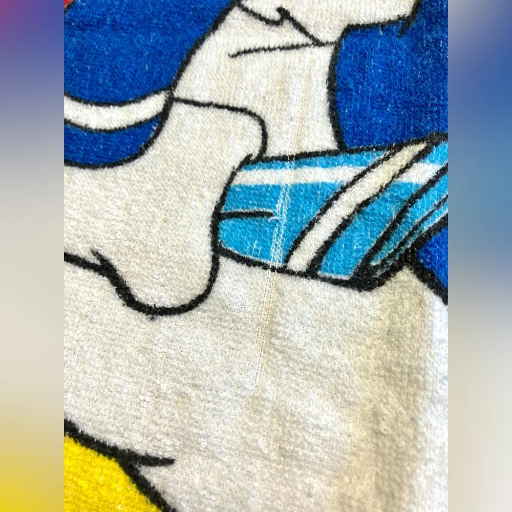 Vintage Franco Donald Duck Beach Towel Terry Cotton 48” X 26” Disney 1980s